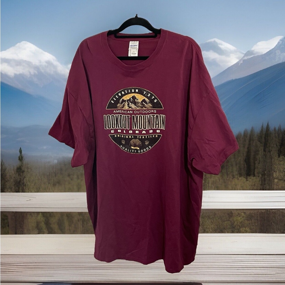 NWT LOOKOUT MOUNTAIN COLORADO Souvenir Tshirt  Tee Maroon GILDAN 3XL